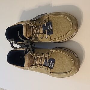 George Dockers Mens Size 8.5 Tan Canvas Elastic Laces, Boater, Easy Slip